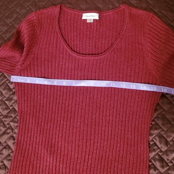 NWT Calvin Klein Red Sparkly Lurex Sweaterdress - Picture 8 of 10